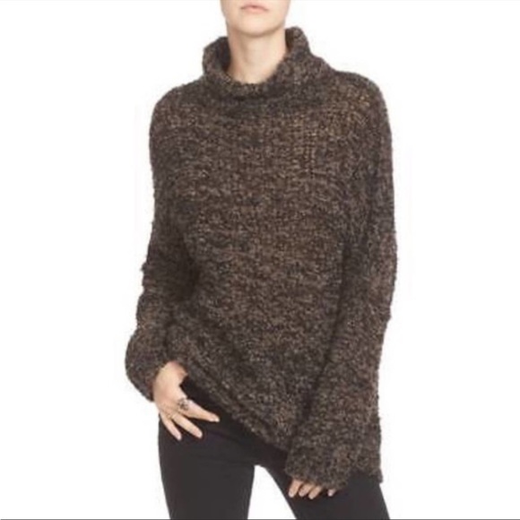 Free People Sweaters - 🟡 Free People She’s All That Brown Knit Turtleneck Oversized Sweater